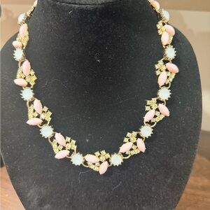 Gold-Tone Pink & Opal Cabochon Statement Necklace